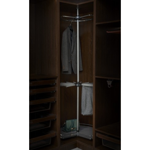 Luxueux porte-vêtements anthracite carrousel rotatif pour armoires d'angle