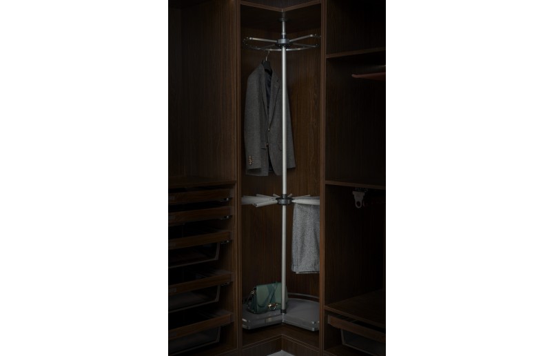 Luxury anthracite clothes rack swivel carousel for corner cabinets