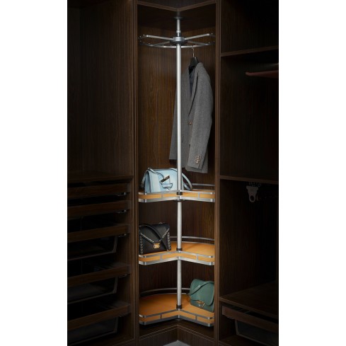 Luxury anthracite/orange rotary carousel for corner cabinets