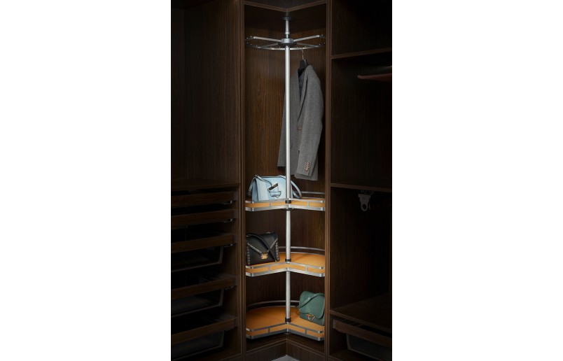 Carrousel rotatif de luxe anthracite/orange pour armoires d'angle