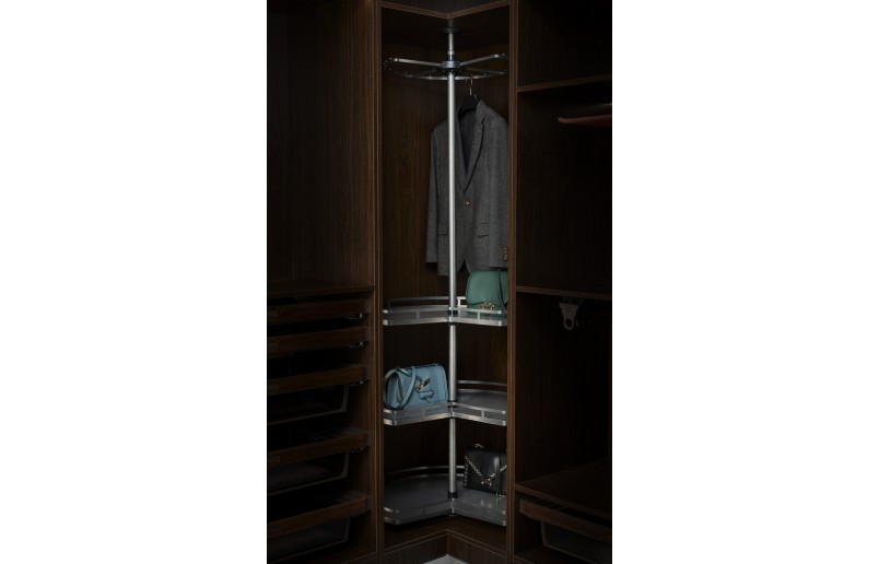 Luxury anthracite swivel carousel for corner cabinets