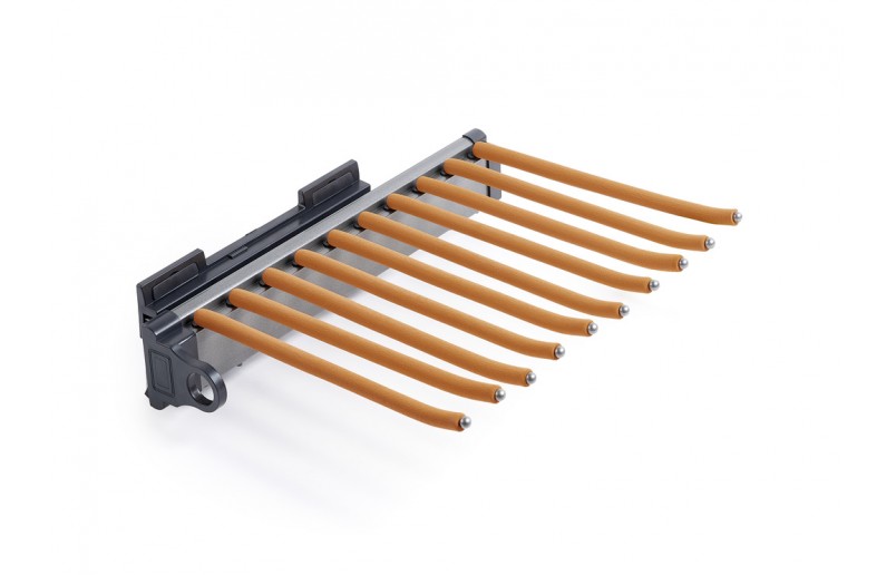 Porte-pantalons coulissant de luxe anthracite/orange, monté sur le côté et doté d'un système de fermeture en douceur