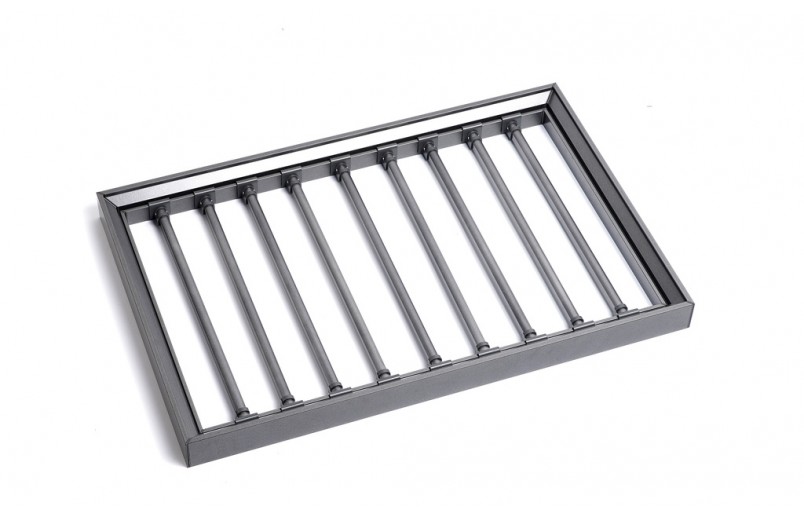 Porte-pantalons de luxe extractible en anthracite, intégré et doté d'un système de fermeture en douceur