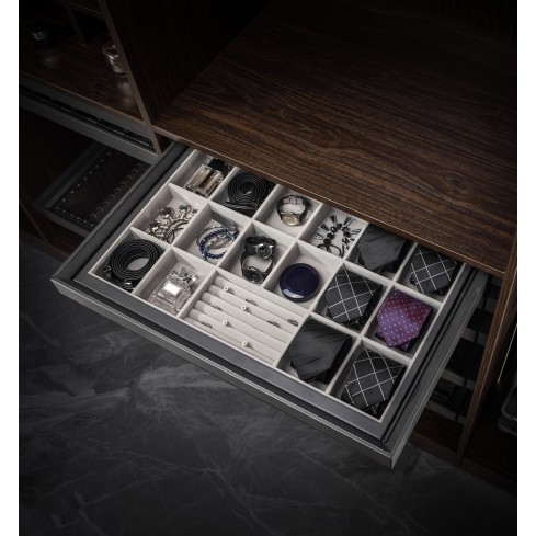 Tiroir à bijoux de luxe anthracite extractible - boîte à bijoux avec soft-close