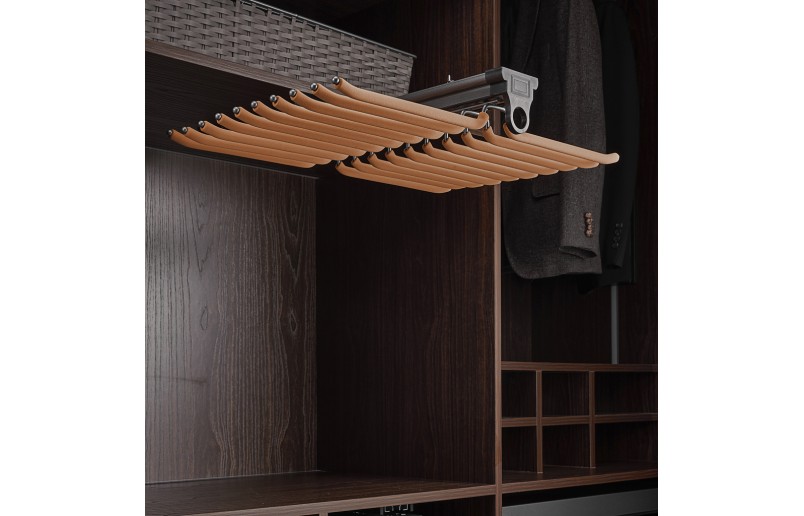 Luxury pull-out anthracite/orange trouser rack with soft-close