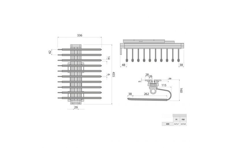 Luxury pull-out anthracite trouser holder with soft-close