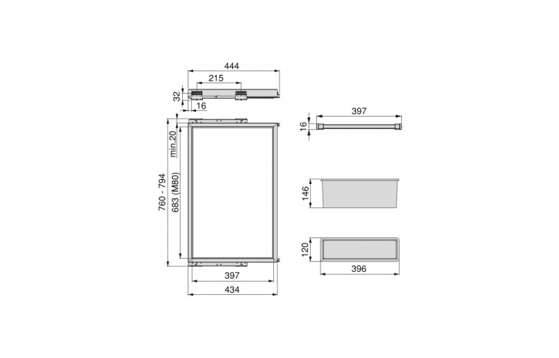 Porte-pantalon extractible de luxe noir, en 3 largeurs réglables