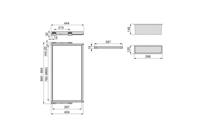Porte-pantalon extractible de luxe noir, en 3 largeurs réglables