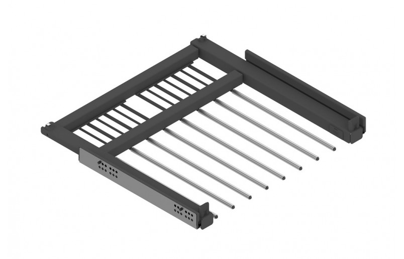 Porte-pantalons coulissant de luxe anthracite, réglable en largeur.