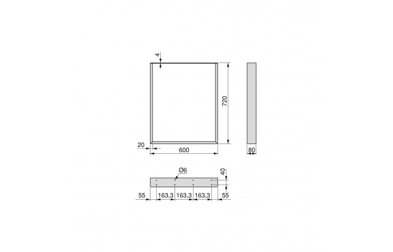 Pieds de table noirs, hauteur 720 mm, largeur 600 mm, 2 pièces