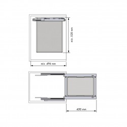 Fabric pull-out washable laundry basket/sorting bin, 40+40 liters, for 600 mm cabinet fronts