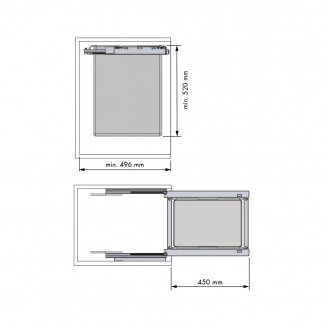 Fabric pull-out washable laundry basket/sorting bin, 40+40 liters, for 600 mm cabinet fronts